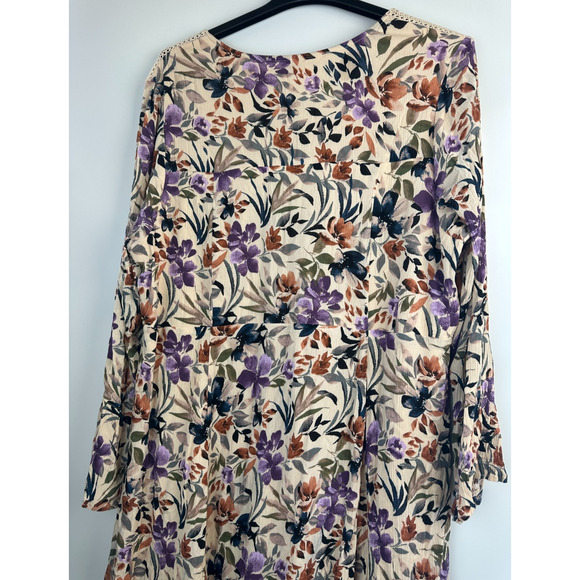 Torrid Mini Gauze Lace-Up Skater Dress Bell Sleeve Floral Plus Size 3 3X Boho - Picture 12 of 16